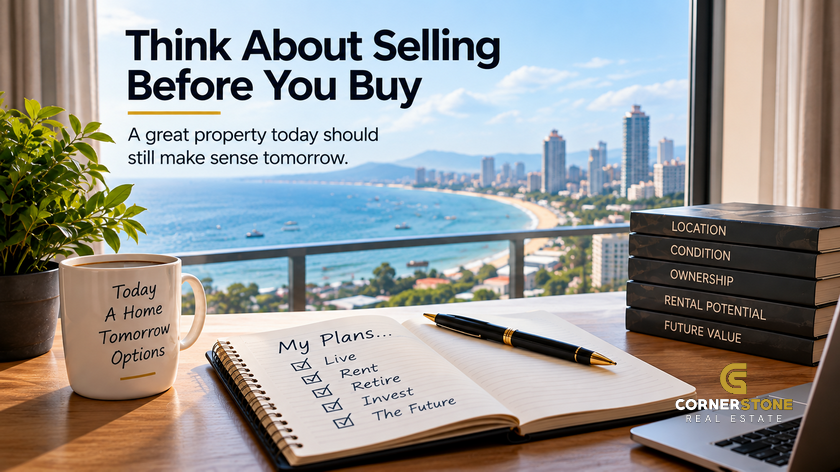 Planning for future resale when buying property in Pattaya, considering location, condition, ownership and rental potential